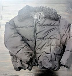 Urban Outfitters black puffer jacket with fur