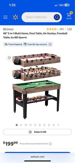 3-in-1 Multi Game, Pool Table, Air Hockey, Foosball Table, by MD Sports