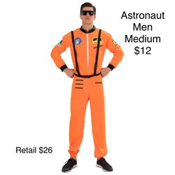 Men Astronaut Orange Uniform Suit Costume Career Day NASA Medium / Traje Astronauta Mediano Adulto