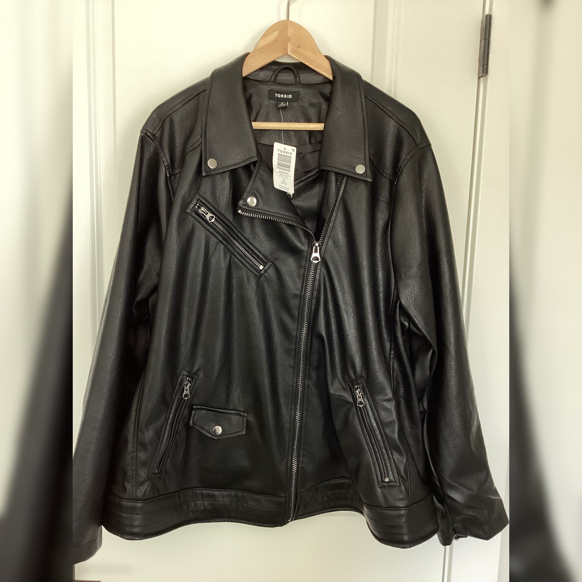 Torrid 3X Moto Jacket | Relaxed Fit | Vegan Leather | Deep Black (NWT)