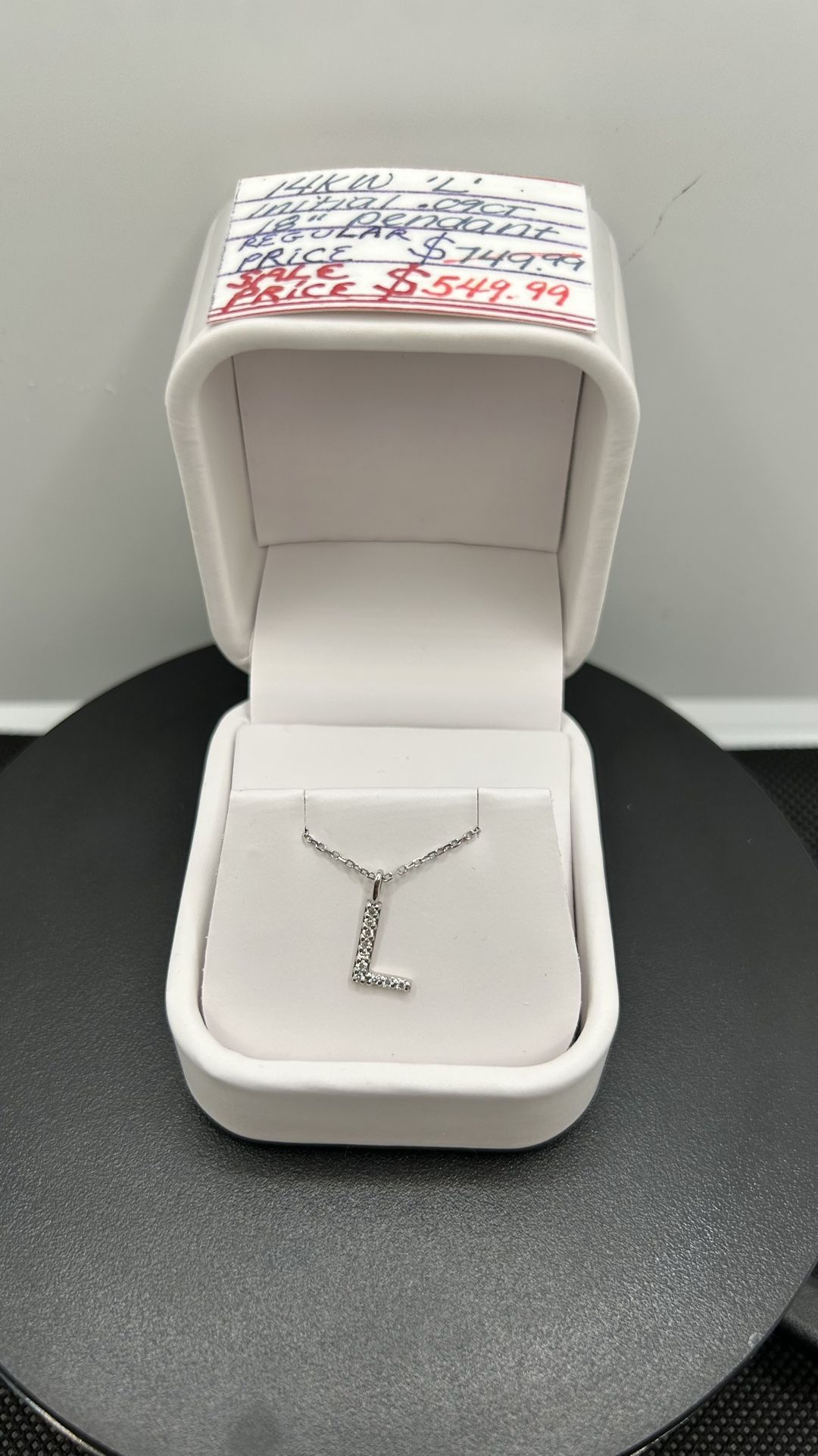 14KW .09CTW “L” Initial Pendant W/Chain