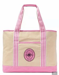 Victoria’s Secret Tan & Pink Canvas Tote Bag New In Packaging