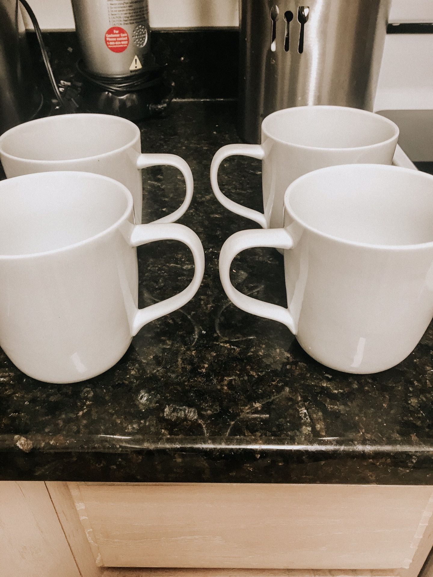 Four Set of Classic White Coffee Mugs