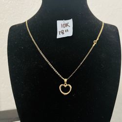 10K Solid Gold Chain and Pendant For Wedding 18 Inches Long 