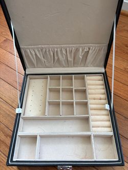 Black Jewelry Box with Organizer Compartments