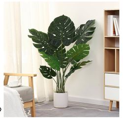 Artificial Monstera Plant 4FT Tall Fake Swiss Cheese Potted Faux Tropical Floor Plants Indoor Decorative House Palm Trees for Home Office Living Room 