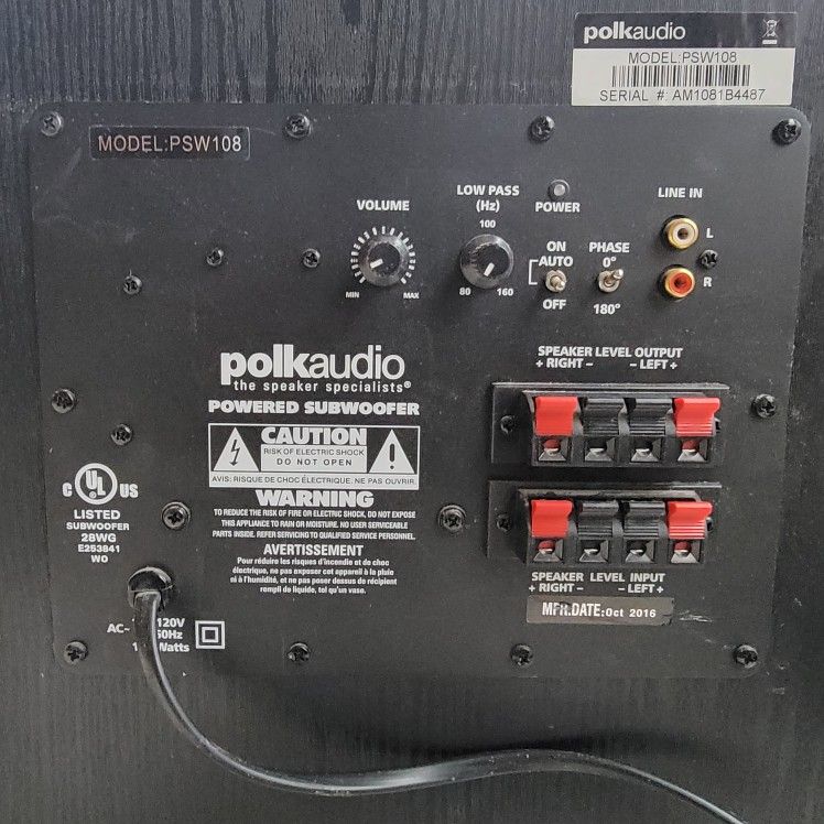 Polk Audio Subwoofer Speaker PSW108 for Sale in Crowley, TX