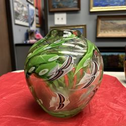 1981 Orient & Flume Bruce Sillars Art Glass Paperweight Vase