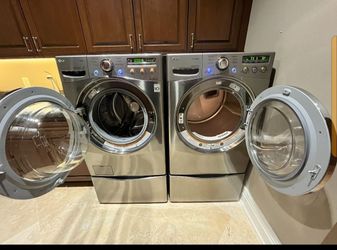 LG Front-Load Washer and Dryer Set with Pedestals