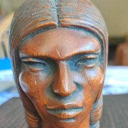 Peruvian Wood Carving Bust Of A Woman