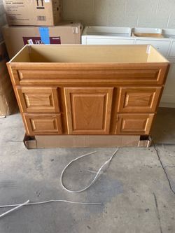 Glacier Bay Hampton 48 in. Bathroom Vanity Cabinet without Top in Oak (Assembled)