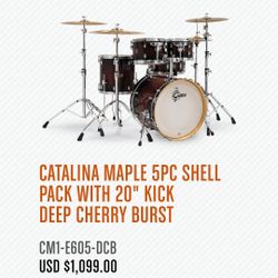 "Gretsch" Catalina Maple 5-Piece Drum Set with Kick