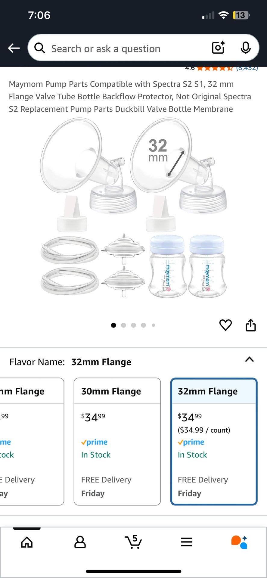 Maymom Pump Parts Compatible with Spectra S2 S1, 32 mm Flange Valve Tube Bottle Backflow Protector, Not Original Spectra S2 Replacement Pump Parts Duc
