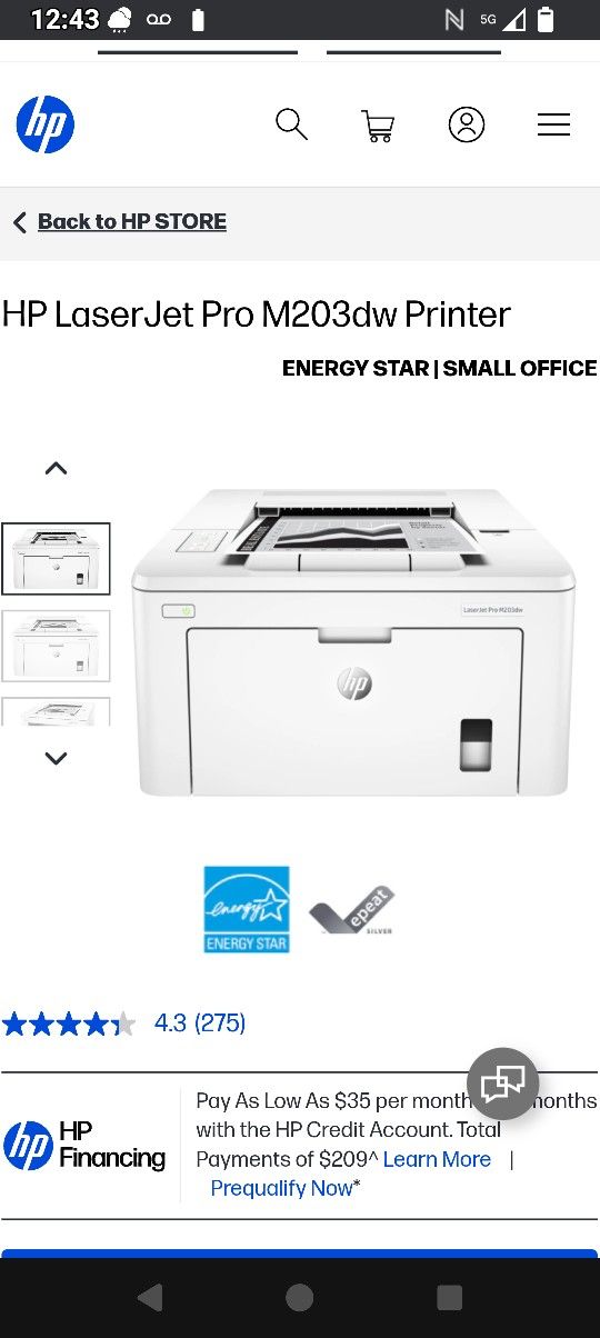 Printer Hp Láser. Jet Pro M203dw