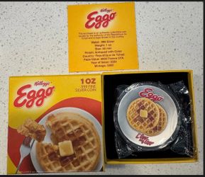 2024 EGGO WAFFLE PLATE 1oz Silver Coin 5000 Francs Chad Colorized/Ltd🔥COA .999