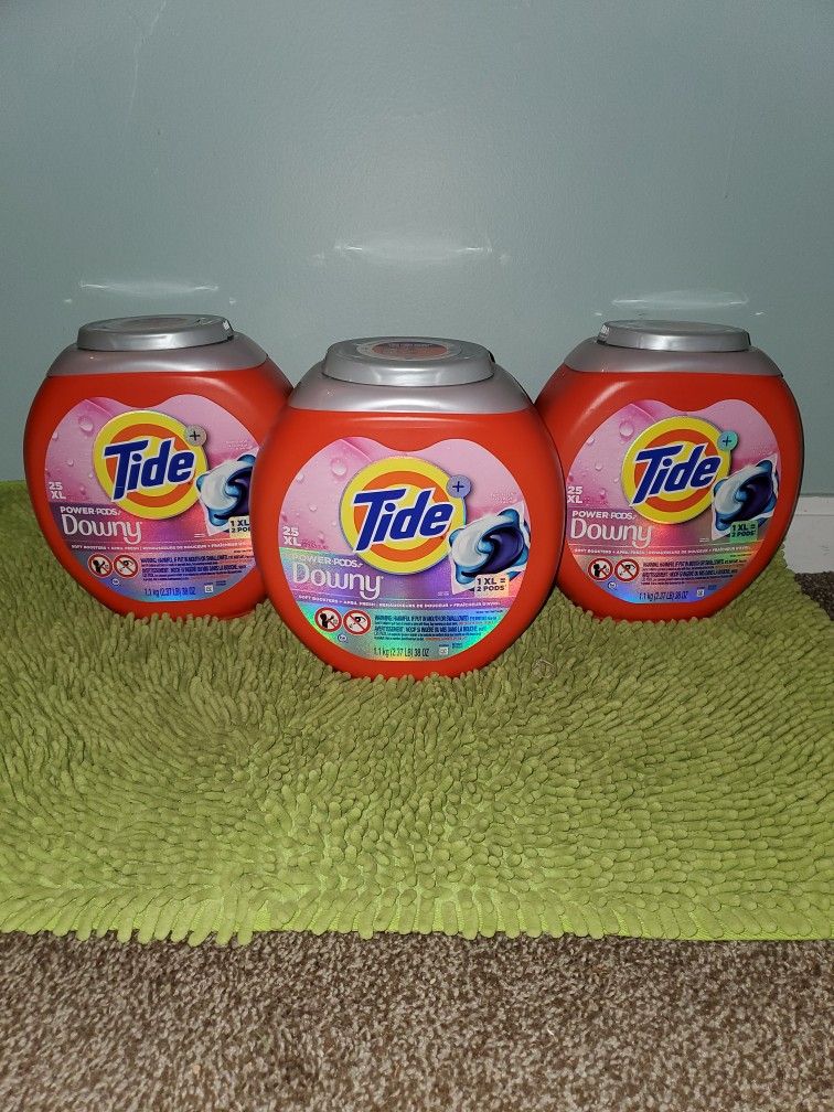 3 Tide Powerpods Downy 25XL Pacs Laundry Detergent