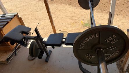 Bench press, leg machine and bicep/arm curl 3in 1