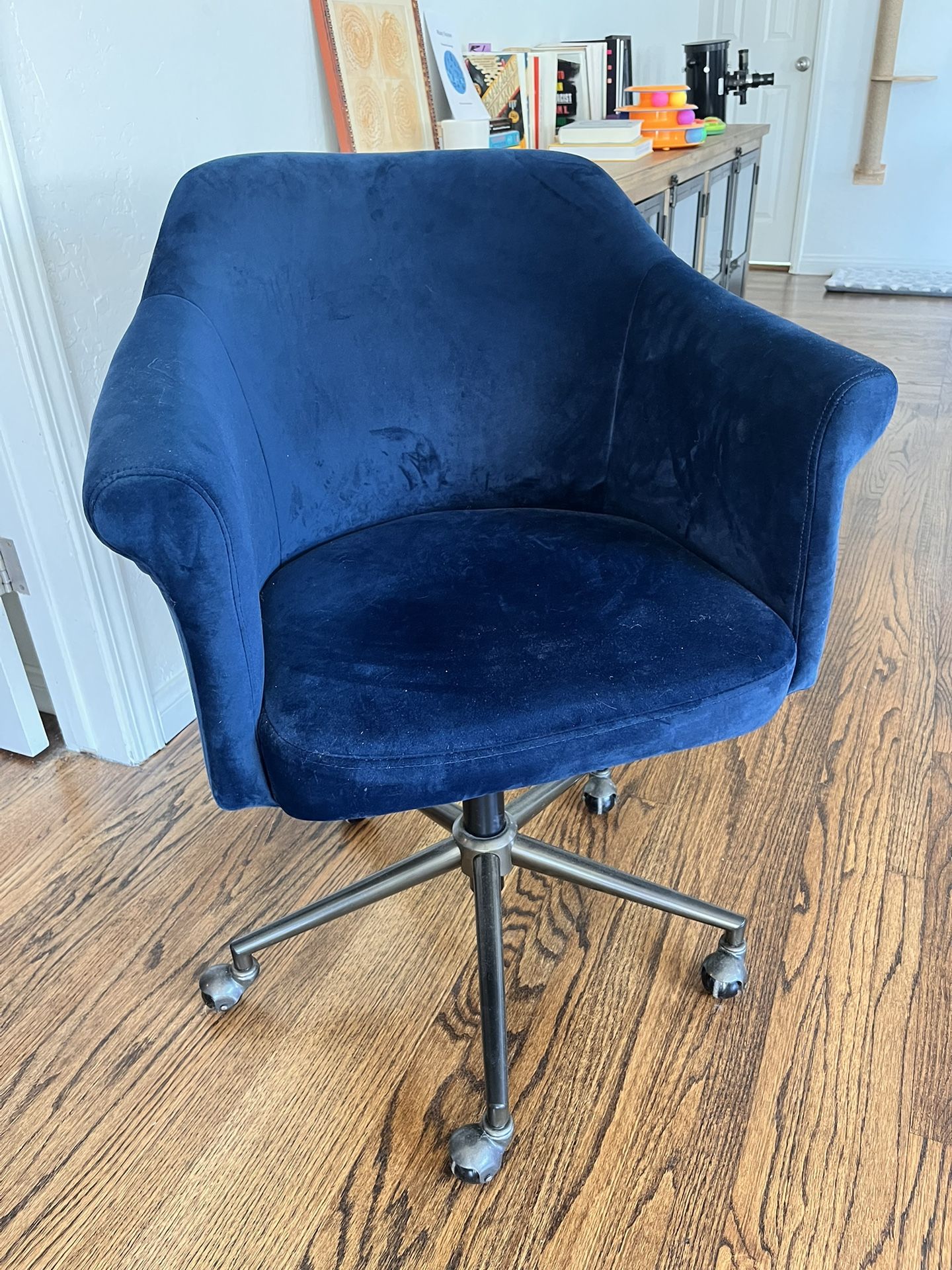 Declan Navy Blue Velvet Upholstered Office Chair ($95 OBO)