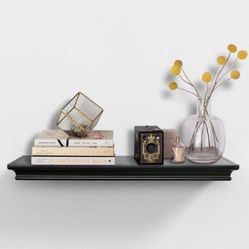 AHDECOR Black Floating Shelves Wall Mounted, Deeper Wall Storage Shelf for Home Décor, Super Sturdy, Easy to Install, 24" Wide, 7.75" Deep