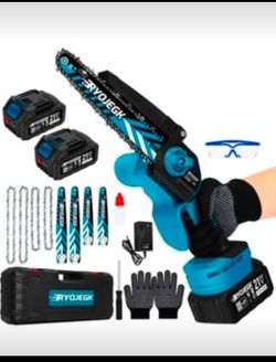 Mini Chainsaw Cordless, 8 Inch & 6 Inch Electric Chain Saw with 2*4000mAh Batteries, Battery Powered Handheld Chain Saw for Trees Trimming Cutter Smal