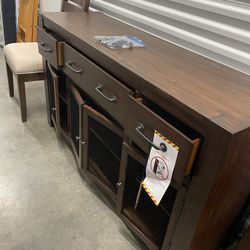 Corrine Solid Wood Dining Table And Server 