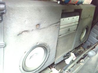 Custom built woofer box and amp