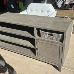 Wood Grey Toned Entertainment Center 