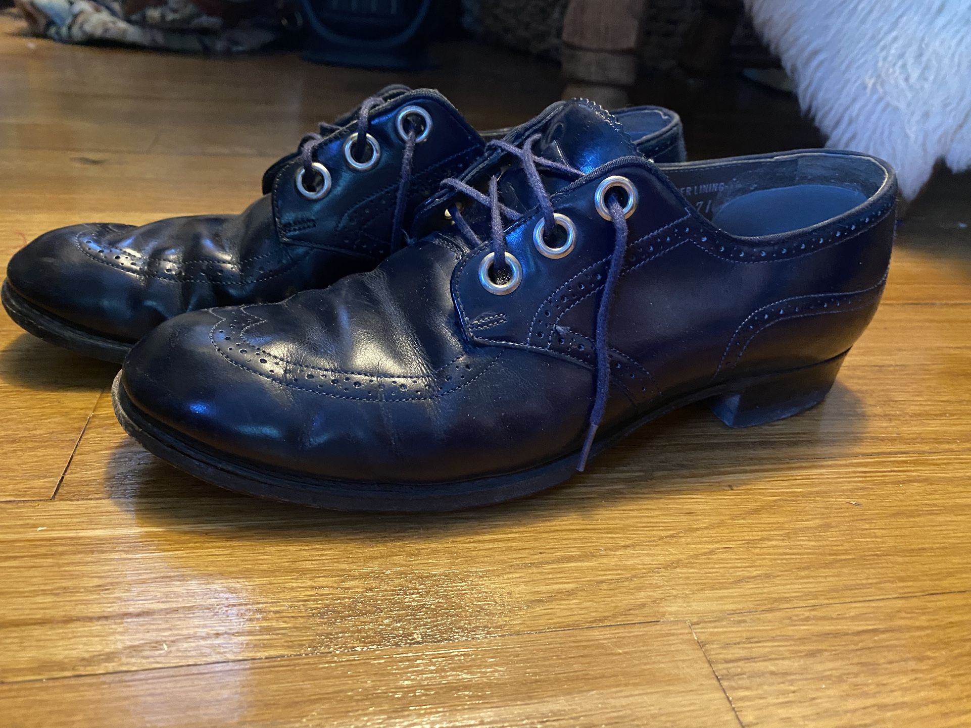 Genuine Blue Leather Vintage Oxfords Women’s 7