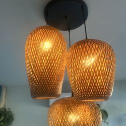 3-light Bamboo / Rattan hand-woven pendant light - Ceiling Mounted - Bedroom Or Living Room  Light