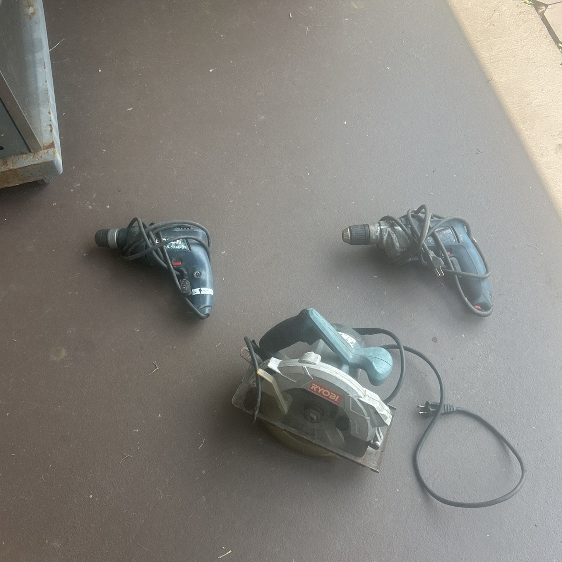 2-Bosch Drills And Ryobi Saw