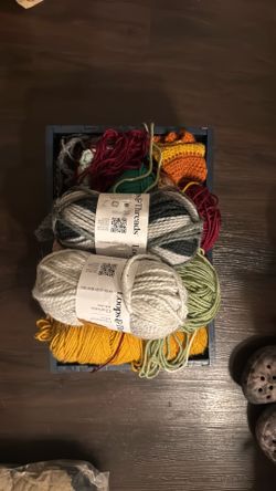 Assorted yarn + unfinished projects.