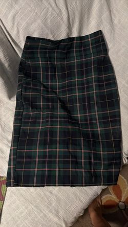 Green and navy plaid pencil skirt women’s skirt
