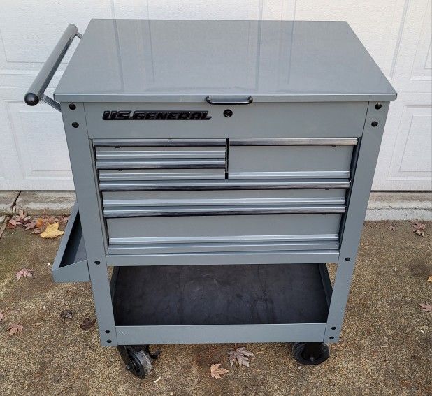 U.S. GENERAL 30 in. 5 Drawer Mechanics Cart, Slate Gray