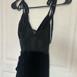 Elegant Obsidian Black Velvet Dress