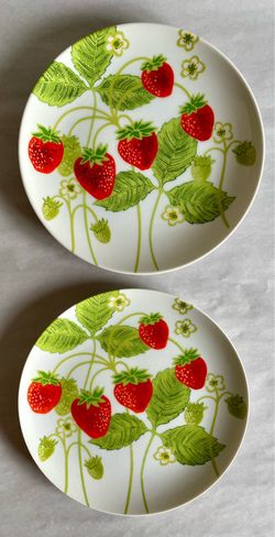 Two Vintage Fitz and Floyd “Wild Strawberry” Salad Plates