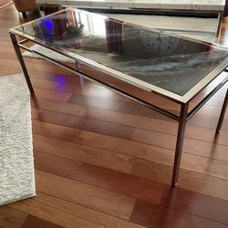 CHROME AND GRANITE  LOOK COFFEE TABLE  24x24x60 And One Tall Table…can Be Use As A Laptop Desk Or Other Uses,,