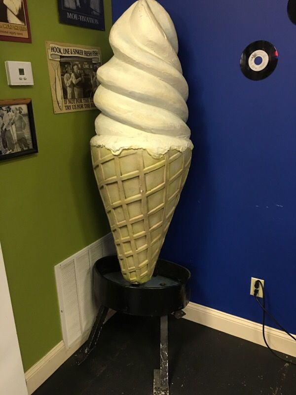 Huge Soft Serve Ice Cream Cone 6ft 8" TALL OUTDOOR ADVERTISEMENT FOR BUSINESS W/ Wall Mount