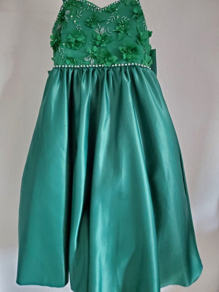 Girls Emeral Green Dress