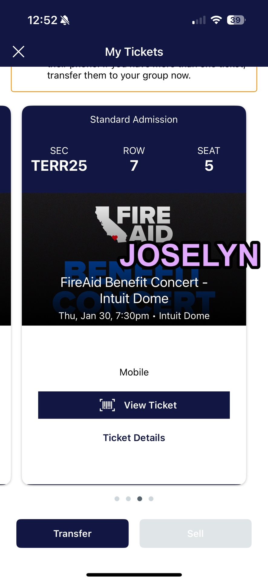 FIRE AID BENEFIT CONCERT TICKET