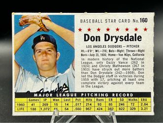 1961 Post #160 Don Drysdale Los angels Dodgers NR-MINT