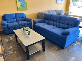 New blue flannelette 2 pieces sofa set
