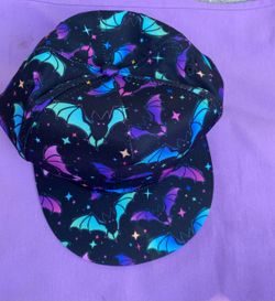 Black Bat Print Snapback Cap
