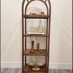 Designer Arched Rubber Wood Etagere / Bookshelf | New