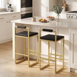 Homy Casa Dorian 2PC 26" Counter Height Velvet Bar Stools Kitchen Island Seating Open Box