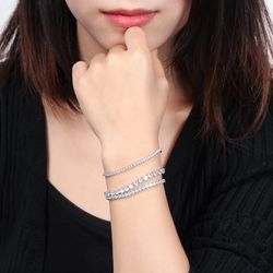 Women’s 4mm Cubic Zirconia Bracelet, Italian Silver Tennis Rhodium Plated 