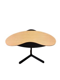 Adjustable Height Kidney Bean Shaped Tray Table Wood and Metal