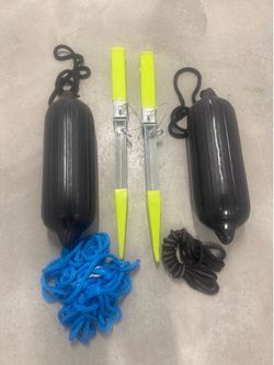 Fenders, sand stakes, dock lines