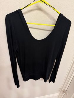 Fabletics Black Knit Scoop Neck Wrap Tie Front Top M Long Sleeve Stretch