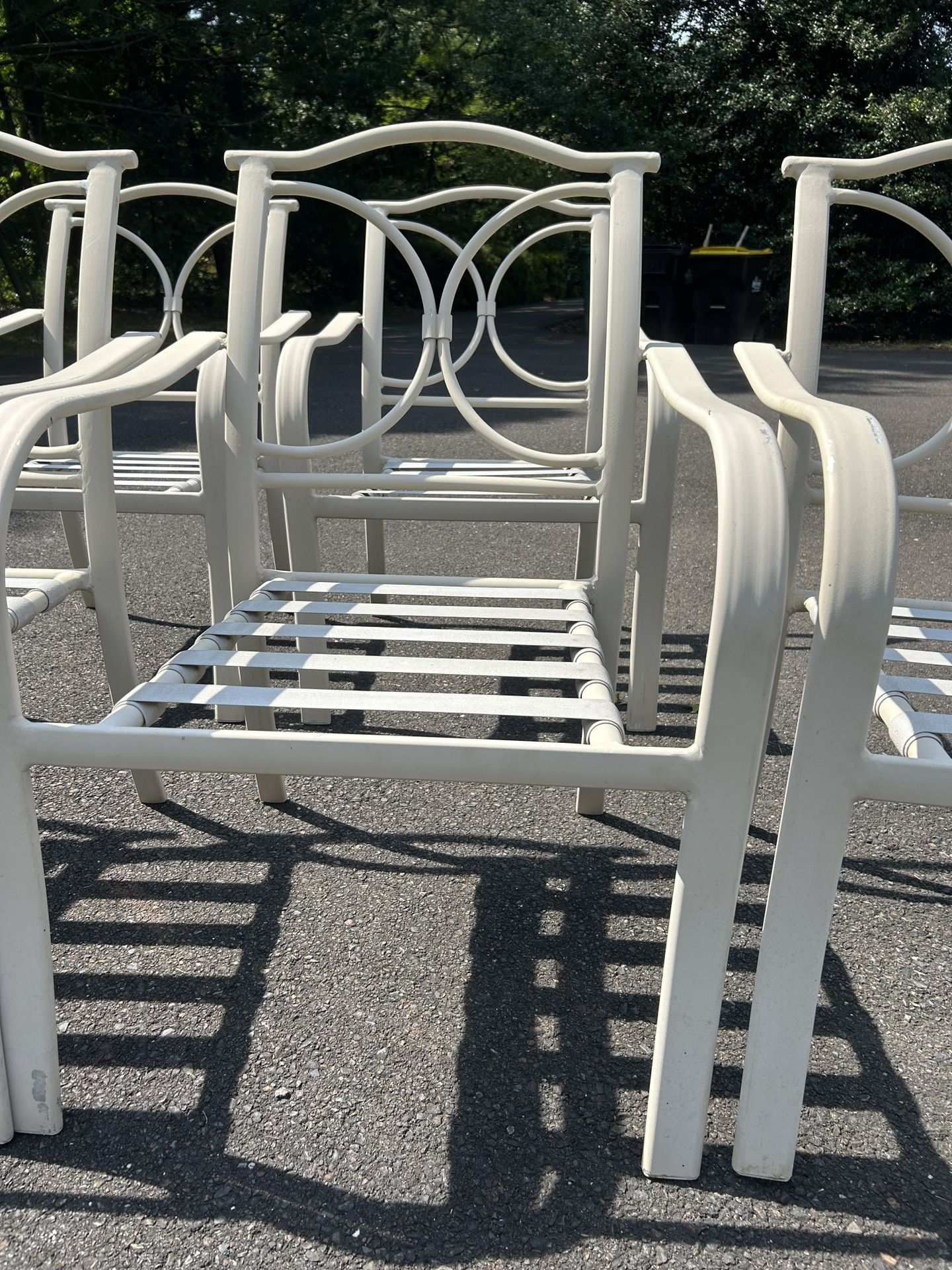 6 Beige Aluminum Patio Chairs
