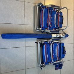 Tommy Bahamas Beach Chairs And Umbrella 